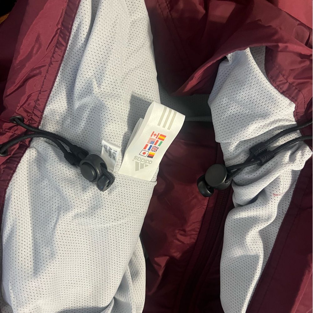 NWT Adidas Windbreaker Full Zip Jacket Vintage Retro Mens Sz 2XL Maroon 3 Stripe - Picture 14 of 14